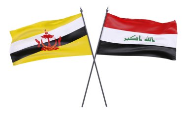 Brunei ve Irak, iki beyaz arka plan üzerinde izole bayrakları geçti