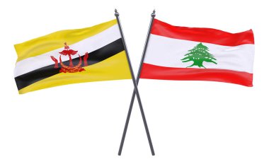 Brunei ve Lübnan, iki beyaz arka plan üzerinde izole bayrakları geçti