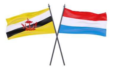 Brunei ve Lüksemburg, iki beyaz arka plan üzerinde izole bayrakları geçti