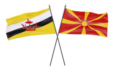 Brunei ve Makedonya, iki beyaz arka plan üzerinde izole bayrakları geçti
