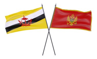 Brunei ve Karadağ, iki beyaz arka plan üzerinde izole bayrakları geçti