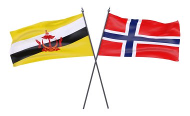 Brunei ve Norveç, iki beyaz arka plan üzerinde izole bayrakları geçti