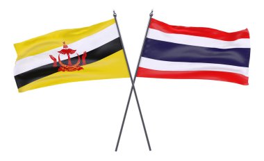 Brunei ve Tayland, iki beyaz arka plan üzerinde izole bayrakları geçti
