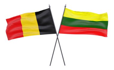 Belçika ve Litvanya, iki beyaz arka plan üzerinde izole bayrakları geçti