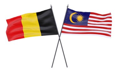 Belçika ve Malezya, iki beyaz arka plan üzerinde izole bayrakları geçti