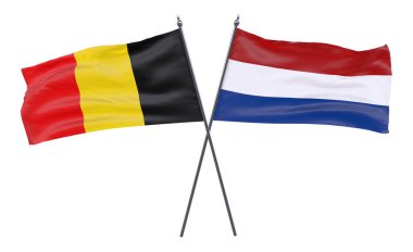 Belçika ve Hollanda, iki beyaz arka plan üzerinde izole bayrakları geçti