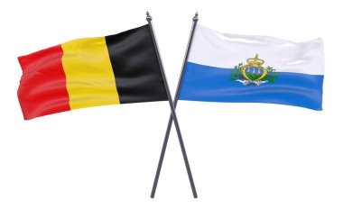 Belçika ve san marino, iki beyaz arka plan üzerinde izole bayrakları geçti