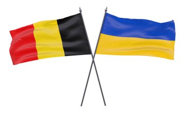 Belçika ve Ukrayna, iki beyaz arka plan üzerinde izole bayrakları geçti