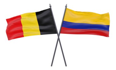 Belçika ve Kolombiya, iki beyaz arka plan üzerinde izole bayrakları geçti