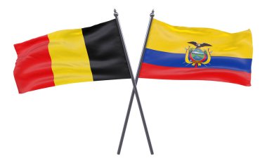 Belçika ve Ekvador, iki beyaz arka plan üzerinde izole bayrakları geçti