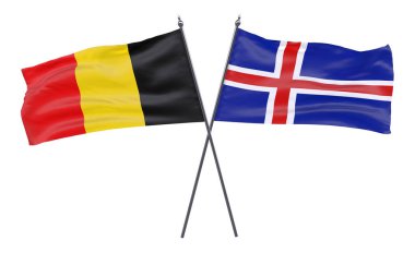 Belçika ve İzlanda, iki beyaz arka plan üzerinde izole bayrakları geçti