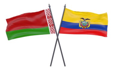 Beyaz Rusya ve Ekvador, iki beyaz arka plan üzerinde izole bayrakları geçti