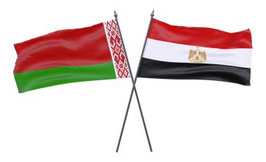 Beyaz Rusya ve Mısır, iki beyaz arka plan üzerinde izole bayrakları geçti