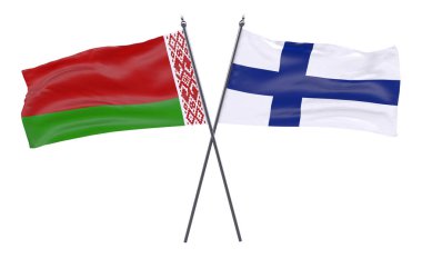 Beyaz Rusya ve Finlandiya, iki beyaz arka plan üzerinde izole bayrakları geçti