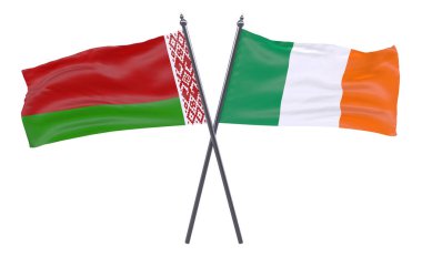 Beyaz Rusya ve İrlanda, iki beyaz arka plan üzerinde izole bayrakları geçti