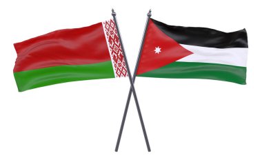 Beyaz Rusya ve jordan, iki beyaz arka plan üzerinde izole bayrakları geçti