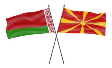 Beyaz Rusya ve Makedonya, iki beyaz arka plan üzerinde izole bayrakları geçti