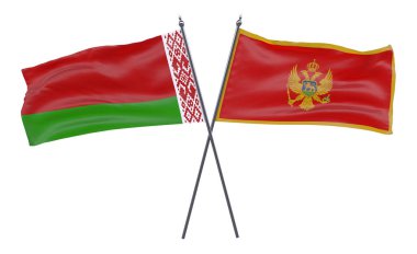 Beyaz Rusya ve Karadağ, iki beyaz arka plan üzerinde izole bayrakları geçti