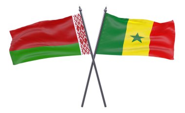 Beyaz Rusya ve senegal, iki beyaz arka plan üzerinde izole bayrakları geçti