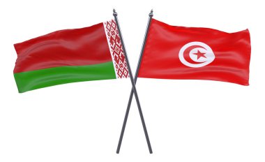 Beyaz Rusya ve Tunus, iki beyaz arka plan üzerinde izole bayrakları geçti