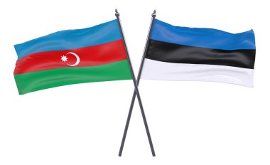 Azerbaycan ve Estonya, iki beyaz arka plan üzerinde izole bayrakları geçti