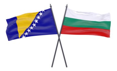 Bosna ve Hersek ve Bulgaristan, iki beyaz arka plan üzerinde izole bayrakları geçti