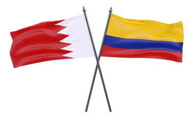 Bahreyn ve Kolombiya, iki beyaz arka plan üzerinde izole bayrakları geçti