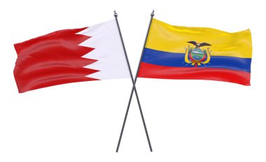 Bahreyn ve Ekvador, iki beyaz arka plan üzerinde izole bayrakları geçti