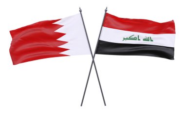 Bahreyn ve Irak, iki beyaz arka plan üzerinde izole bayrakları geçti