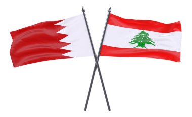 Bahreyn ve Lübnan, iki beyaz arka plan üzerinde izole bayrakları geçti