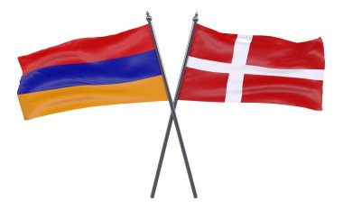 Ermenistan ve Danimarka, iki beyaz arka plan üzerinde izole bayrakları geçti