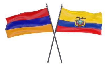 Ermenistan ve Ekvador, iki beyaz arka plan üzerinde izole bayrakları geçti
