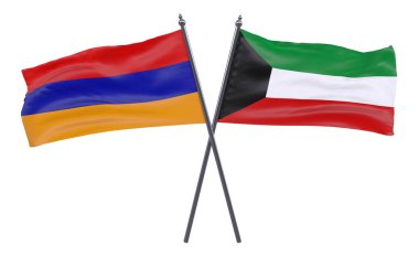 Ermenistan ve Kuveyt, iki beyaz arka plan üzerinde izole bayrakları geçti