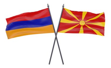 Ermenistan ve Makedonya, iki beyaz arka plan üzerinde izole bayrakları geçti