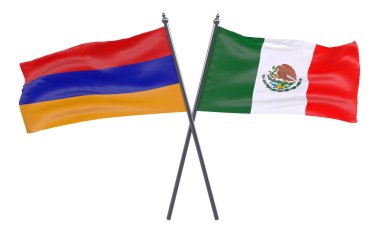Ermenistan ve Meksika, iki beyaz arka plan üzerinde izole bayrakları geçti