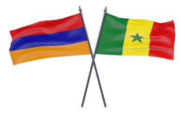 Ermenistan ve senegal, iki beyaz arka plan üzerinde izole bayrakları geçti