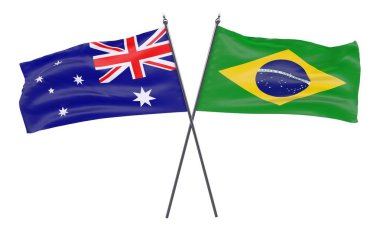 Avustralya ve Brezilya, iki beyaz arka plan üzerinde izole bayrakları geçti
