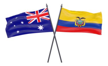Avustralya ve Ekvador, iki beyaz arka plan üzerinde izole bayrakları geçti
