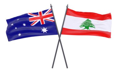 Avustralya ve Lübnan, iki beyaz arka plan üzerinde izole bayrakları geçti