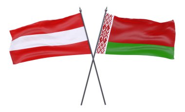 Avusturya ve Rusya, iki beyaz arka plan üzerinde izole bayrakları geçti