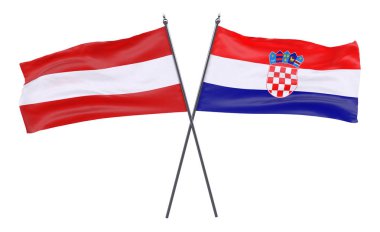 Avusturya ve Hırvatistan, iki beyaz arka plan üzerinde izole bayrakları geçti