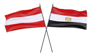 Avusturya ve Mısır, iki beyaz arka plan üzerinde izole bayrakları geçti