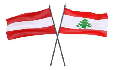 Avusturya ve Lübnan, iki beyaz arka plan üzerinde izole bayrakları geçti
