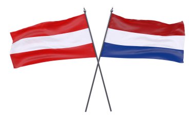 Avusturya ve Hollanda, iki beyaz arka plan üzerinde izole bayrakları geçti