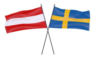 Avusturya ve İsveç, iki beyaz arka plan üzerinde izole bayrakları geçti