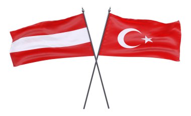 Avusturya ve Türkiye, iki beyaz arka plan üzerinde izole bayrakları geçti