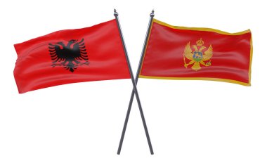 Arnavutluk ve Karadağ, iki beyaz arka plan üzerinde izole bayrakları geçti