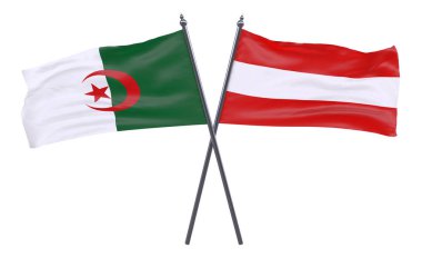 Cezayir ve Avusturya, iki beyaz arka plan üzerinde izole bayrakları geçti