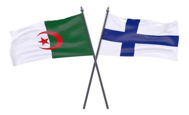 Cezayir ve Finlandiya, iki beyaz arka plan üzerinde izole bayrakları geçti