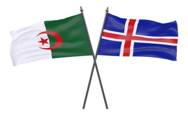 Cezayir ve İzlanda, iki beyaz arka plan üzerinde izole bayrakları geçti
